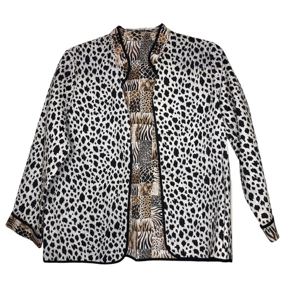 Reversible Tiger/Cheetah/Zebra and Dalmatian Open Front Blazer Jacket - Size L - Picture 3 of 4